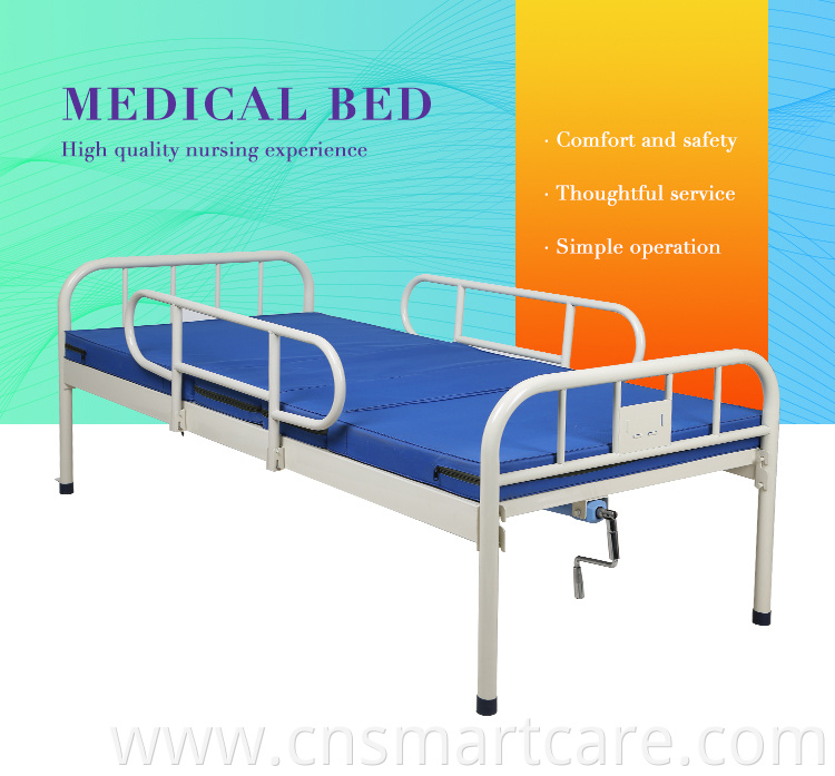 Full Epoxy Powder Coated One Crank Manual Hospital Folding Bed For Patient